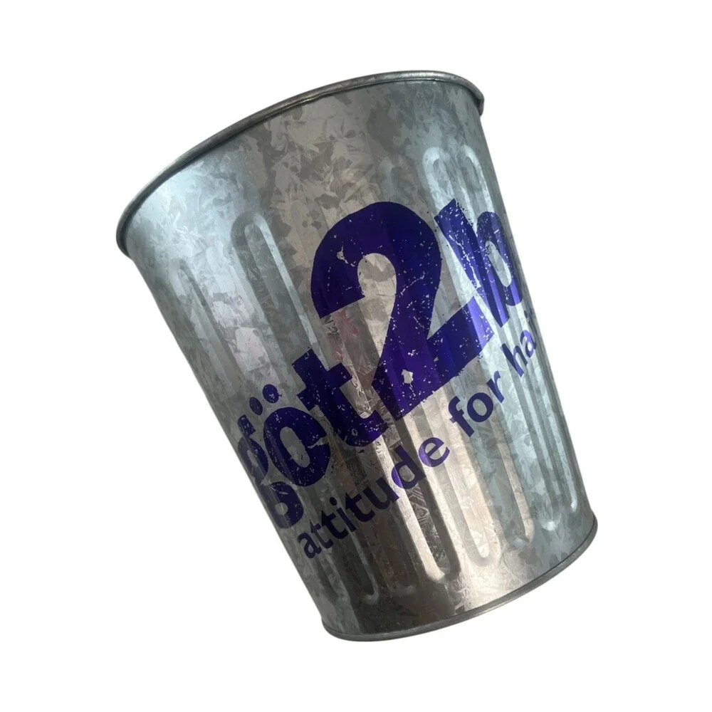 SCHWARZKOPF GOt2B Branded Metal Tip Trash Bucket Y2K Decor Vintage 90s RARE!